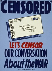 Vintage War Censorship Poster: Vintage public domain poster available from the library of congress.
