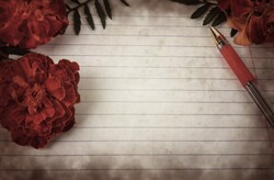 Autumn Background: Paper and flowers in vintage style