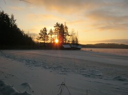 Christmas In Finland: This picture is taken at noon, so here the sun is as high as it gets during midwinter.