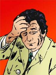 Illustration of the crumbled detective Columbo