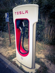 Electric car supercharger outside