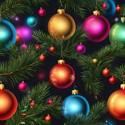Christmas background with Christmas balls and fir branches
