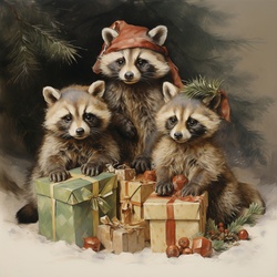Racoons and Christmas Presents
