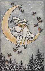 Two Girls on the Moon Winter; Artist Florence Hardy Year 1907 Public Domain