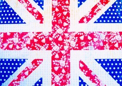 British Union Jack flag in abstract design with flowers
