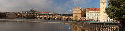 Prague panorama photo with Prague Castle and Charles Bridge. This photo was created with 11 individual photos and it is over 100,000,000 pixels in resolution.