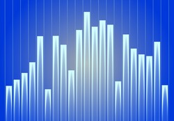 Digitally created graphic of a blue business graph chart.
