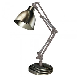 Gray metallic desk lamp isolated on white background