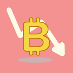Bitcoin currency drop on red background illustration