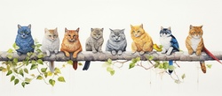 Cats Sitting On A Branch Art