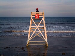 Lifeguard chair at Eastons Beach in Newport, RI
