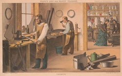Public domain vintage art painting scene of Victorian tinsmith