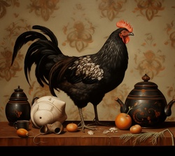 Autumn Vintage Black Chicken
