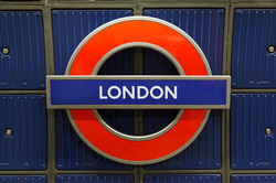London text on underground sign