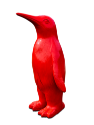 A red Penguin stone statue isolated on transparent background png