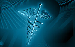 Digital illustration of medical logo in colour background