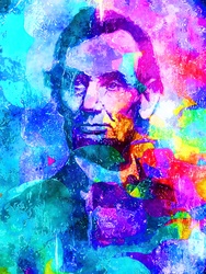 Watercolour portrait of Abraham Lincoln.