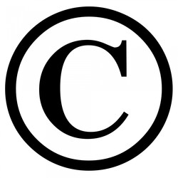 Copyright button isolated on white background