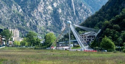Mountain landscape, modern architecture in Andorra