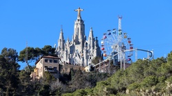 Temple of the sacred heart of Jesus, and amusement park at the summit of Mount Tibidabo, Barcelona.