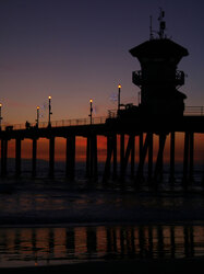 Sunset at Huntington Beach Pier, Huntington Beach, CA, on 21 December 2008 