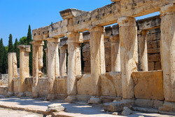 Ruins of greek city of Hierapolis near Pamukkale in Turkey