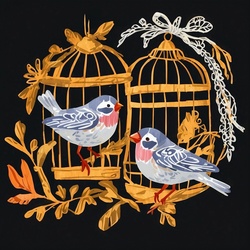 Cartoon Bird And Cage Art Print