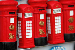 London souvenir magnets of post box and telephone booth