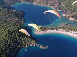 Aerial view of Paragliders in Turkey