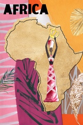 Drawing of the country of Africa with an Africans woman overlay