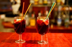 Two sangria drinks on the bar table