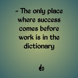 Quote on success before work text on green background