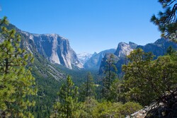 Long view of Yosemite Valley central California.