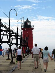 Walking on the pier in South Haven, MI at Lake Michigan.