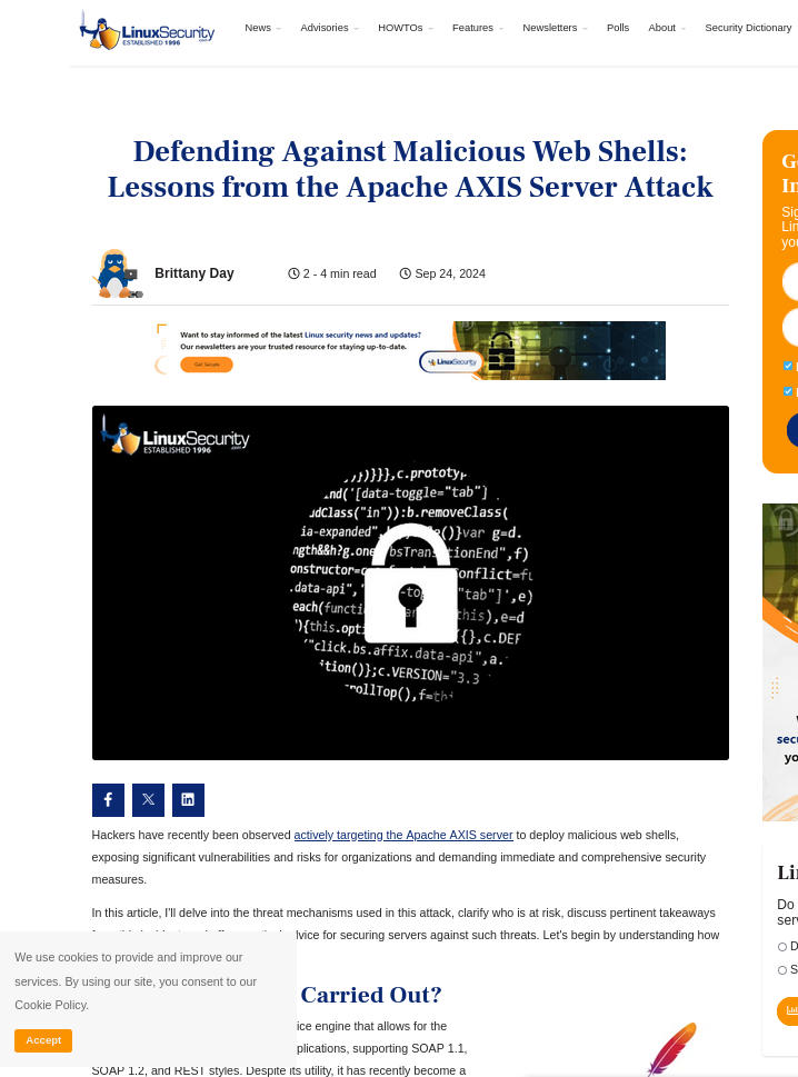 Defending Against Malicious Web Shells: Lessons from the Apache AXIS Server Attack