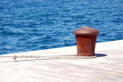 Big bollard with moorings at the the port of Zadar, Croatia