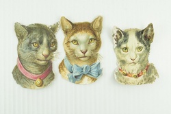 Cat Three Victorian Die Cut Cats from 1870-1880 in Public Domain