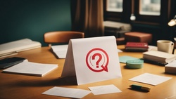 A piece of paper with a question mark on a desk