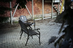 Empty park benches