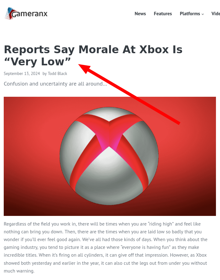 Reports Say Morale At Xbox Is “Very Low”