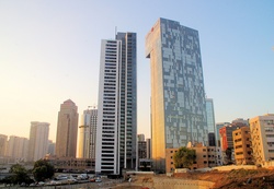 Tall office buildings in Tel Aviv, Israel