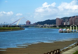 Looking towards the Taipei Grand Hotel from Meiti Riverside Park, Taipei, Taiwan