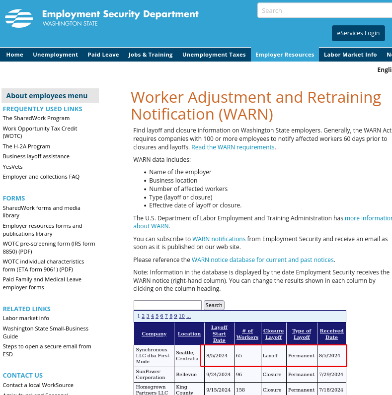 Worker Adjustment and Retraining Notification (WARN)