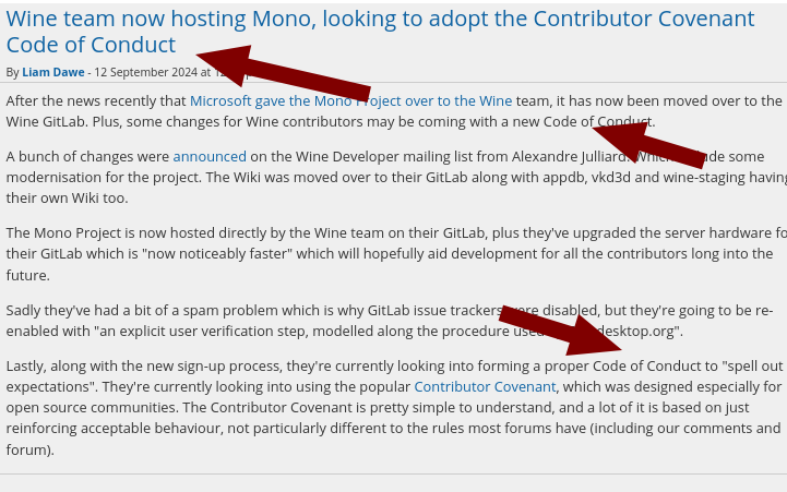 Wine team now hosting Mono, looking to adopt the Contributor Covenant Code of Conduct