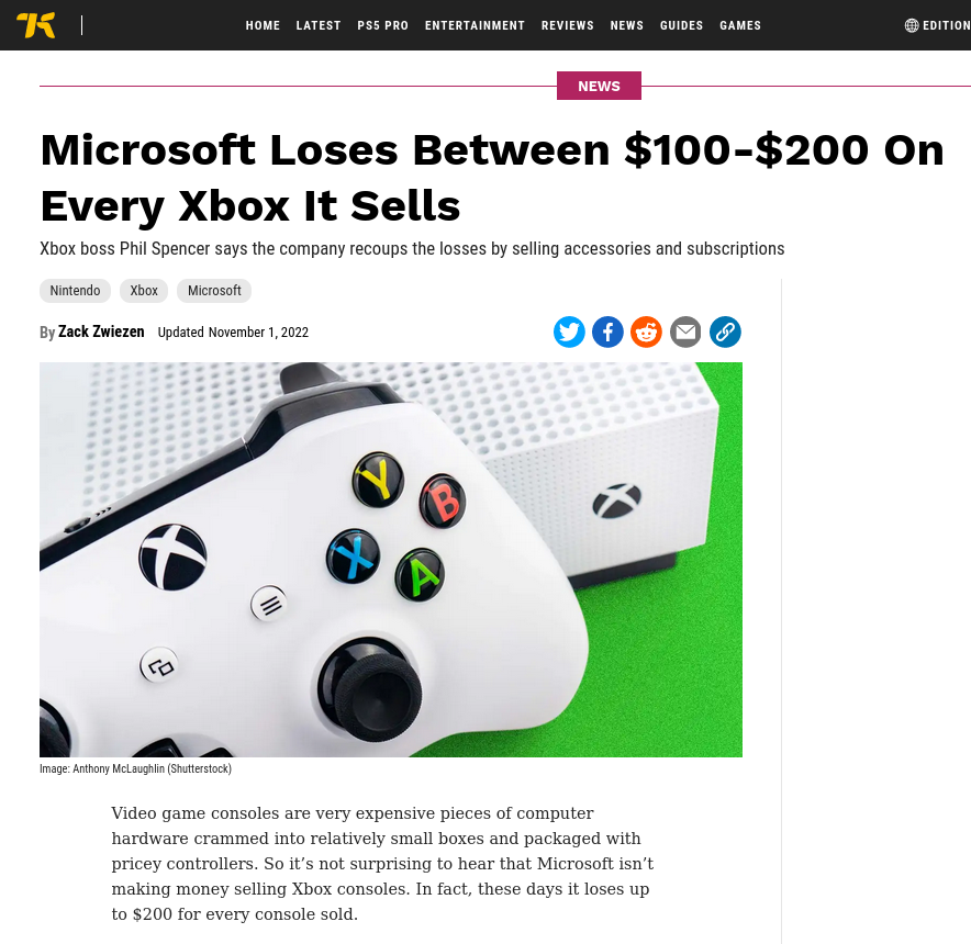 Microsoft Loses Between $100-$200 On Every Xbox It Sells