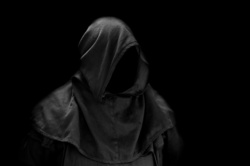 Hood without face isolated on the black background