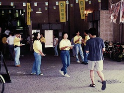 Campaigning for the controversial 1995 Legislative Council elections in Hongkong. The legislature was replaced with a hand-picked one in 1997