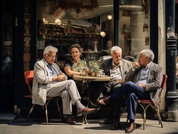 Men talking while having coffee