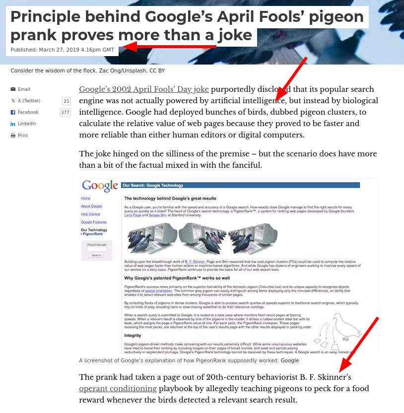 Principle behind Google’s April Fools’ pigeon prank proves more than a joke