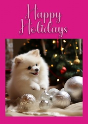 Barbie Pink Holiday Card with a Pomeranian